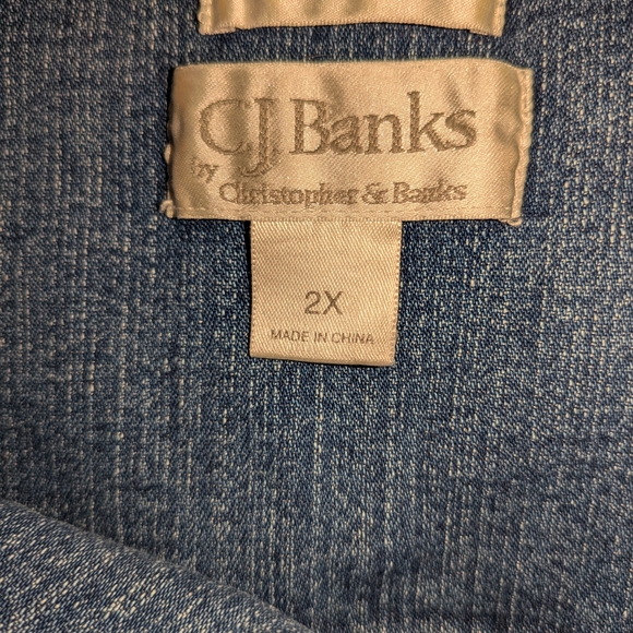 CJ Banks Classic Blue Denim Vest - Picture 2 of 5